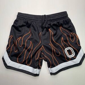 Overtime Basketball Shorts Boys Black With Flame Design & Printed Logo